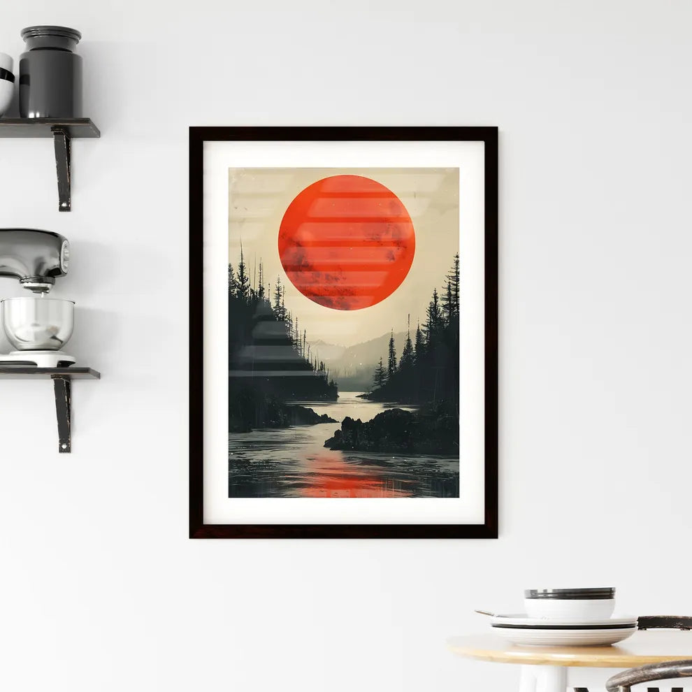 Minimalist Forest Landscape Album Cover with Framed Print