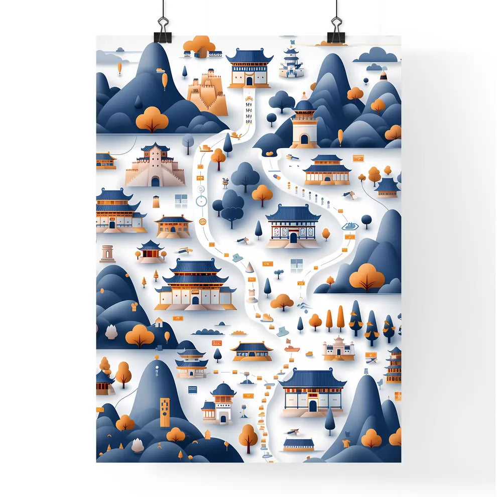 Abstract city map painting with intricate de Poster