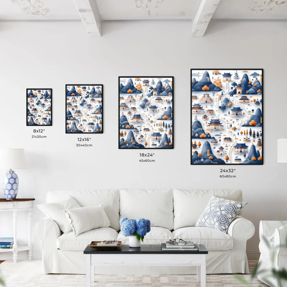 Abstract city map painting with intricate de - Kitchen Hangings