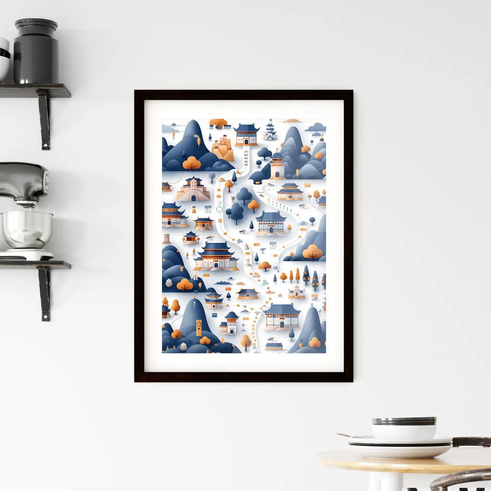 Abstract city map painting with intricate de Framed Print