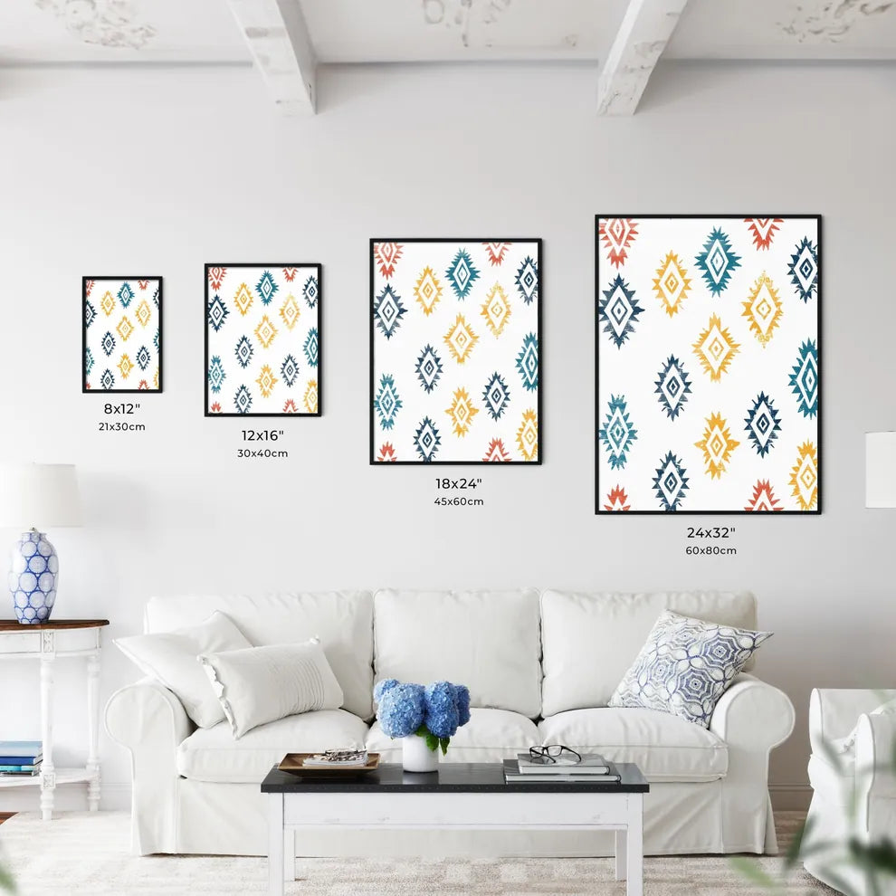 Colorful Bohemian Diamond Pattern Painting P - Kitchen Hangings