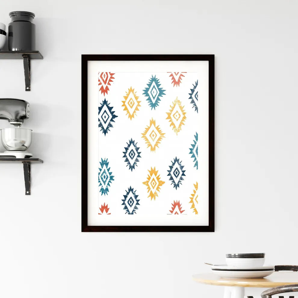 Colorful Bohemian Diamond Pattern Painting P Framed Print