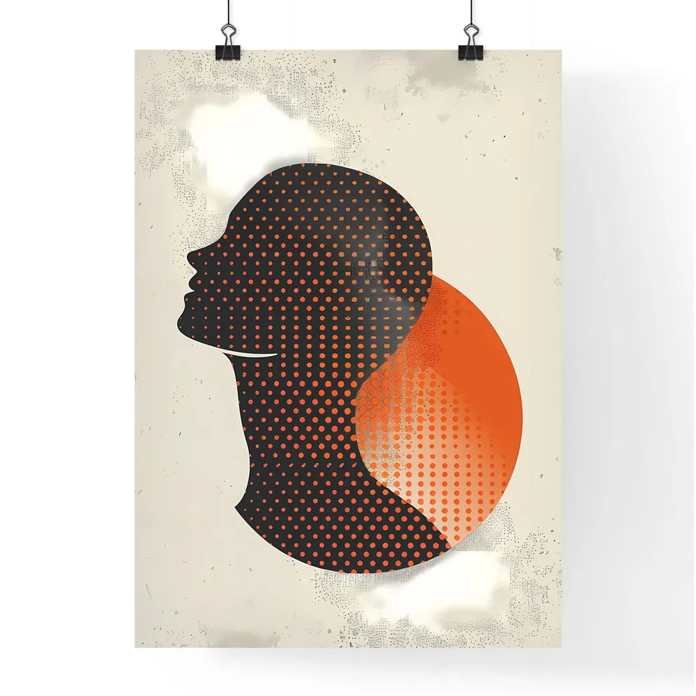 Abstract Dotted Black Orange Painting Minima Poster
