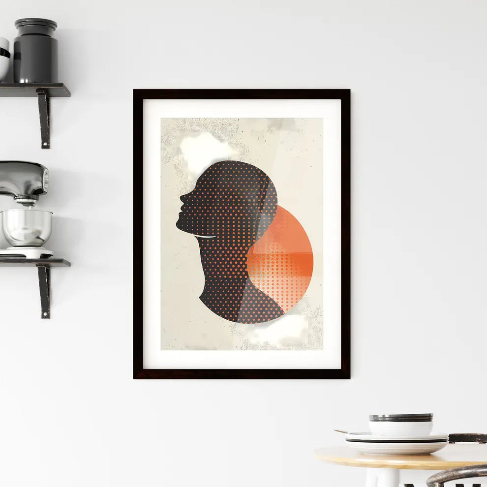 Abstract Dotted Black Orange Painting Minima Framed Print