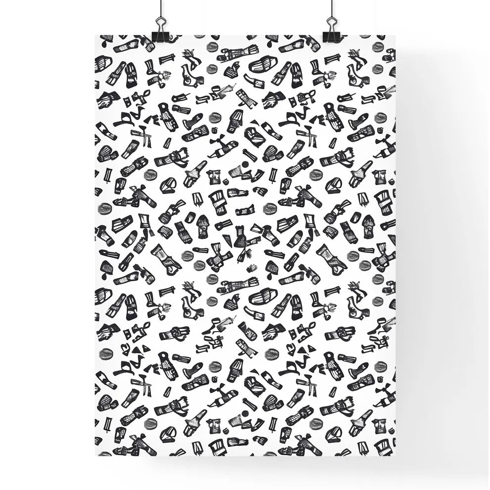 Black and White Doodle Pattern - Vibrant Art Poster