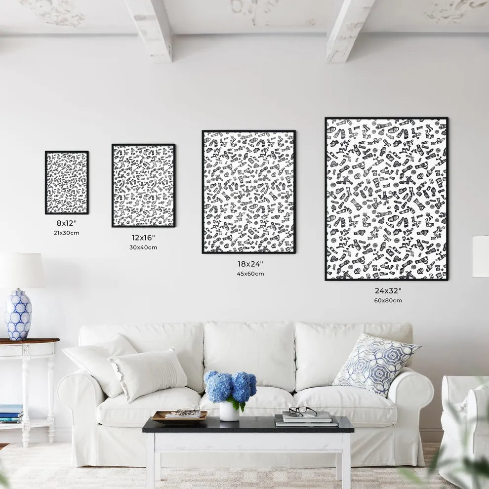 Black and White Doodle Pattern - Vibrant Art - Kitchen Hangings