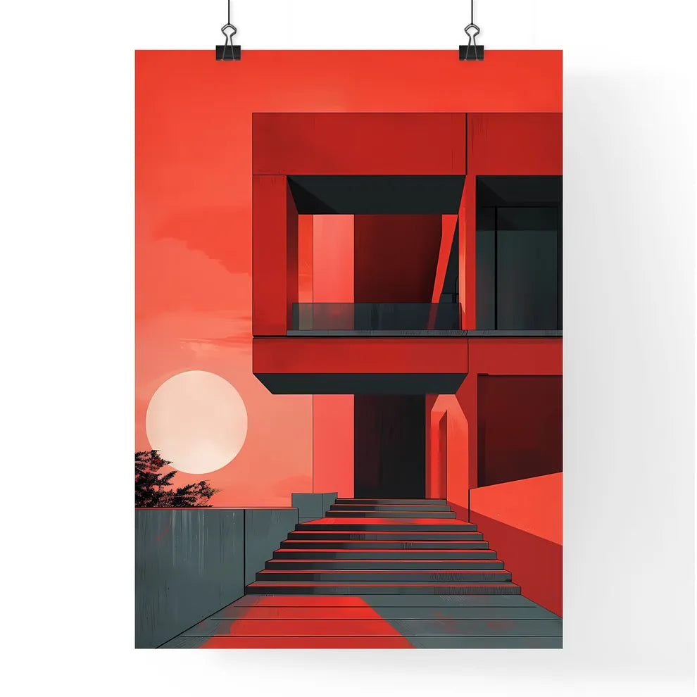 Brute architecture, abstract composition, digital painting, minimalistic building, vibrant surrealism Poster