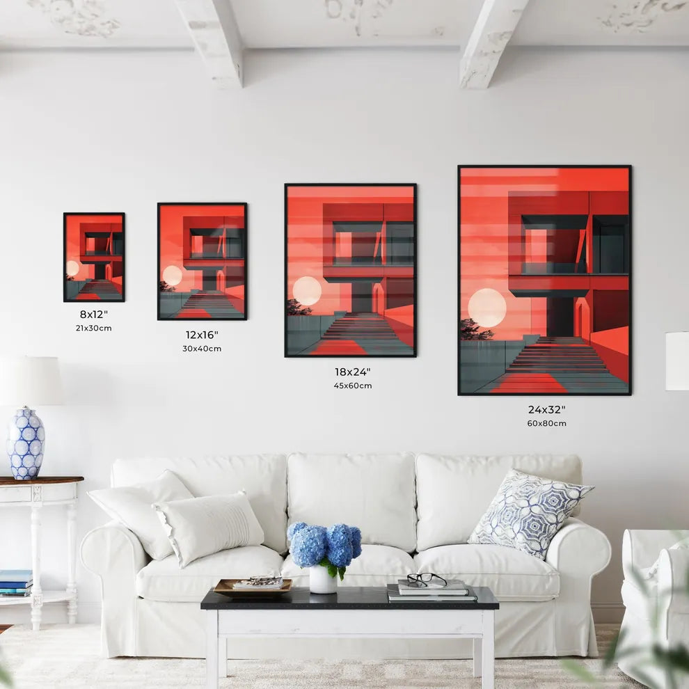 Brute architecture, abstract composition, digital painting, minimalistic building, vibrant surrealism Size Chart