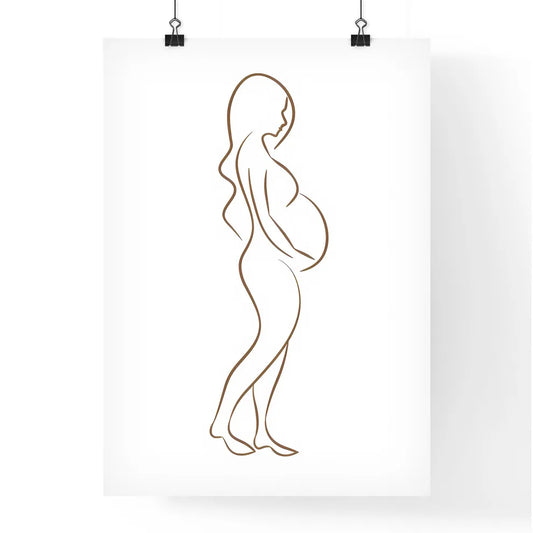 Continuous line art drawing of a pregnant wo Poster
