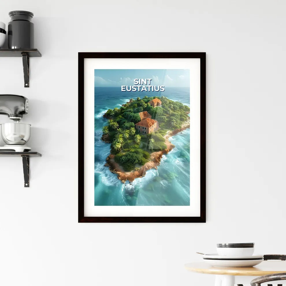 Vibrant Artistic Painting Depicting Colorful Houses and Trees on Sint Eustatius Island, North America Custom Print