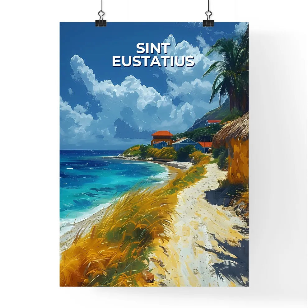 Vibrant Painting of a Picturesque Beach Feat Poster