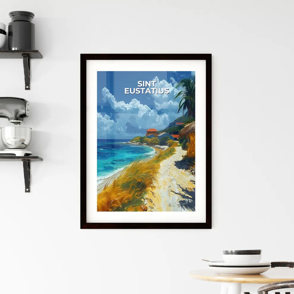 Vibrant Painting of a Picturesque Beach Feat Framed Print