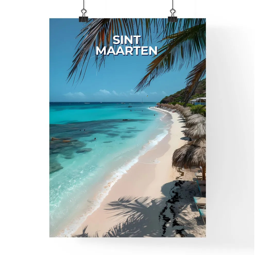 Art Deco Painting of a Caribbean Beach with  Poster