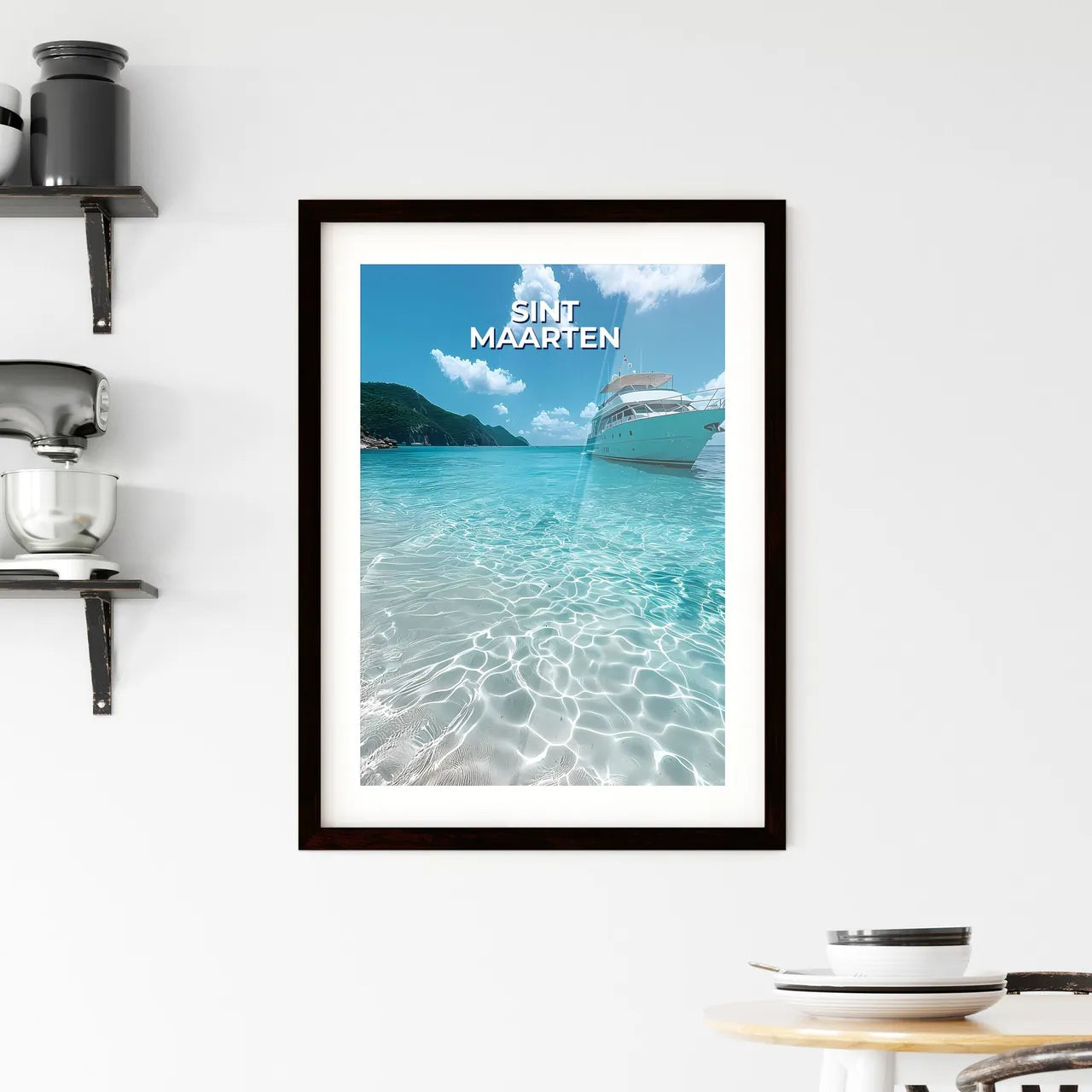 Vibrant Art Painting of a Boat in the Waters Framed Print