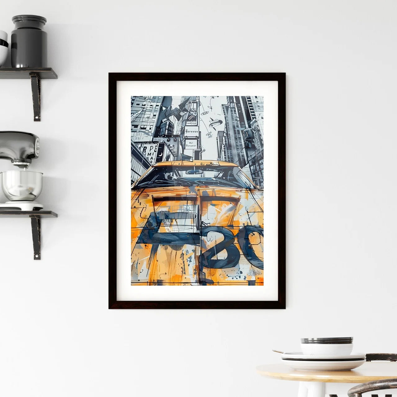 Yellow Car City Skyline Superhero Art Collage Custom Print