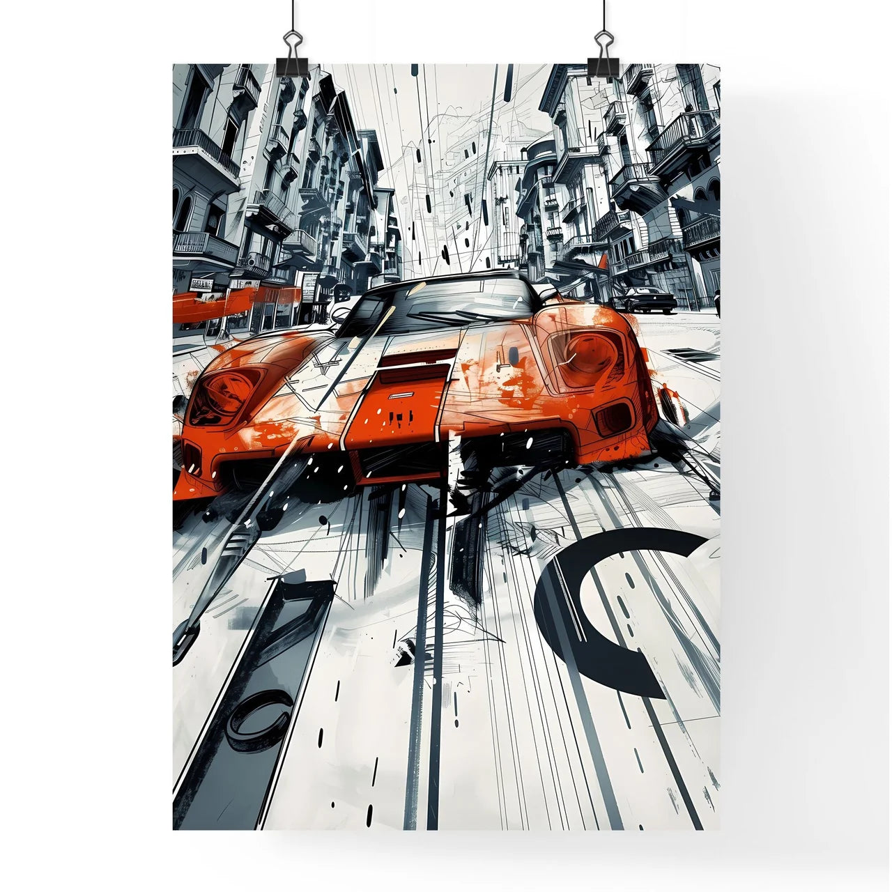 Pop Art Superheroes and Race Car Collage Painting Poster