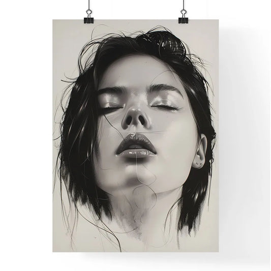Expressive Female Portrait in Charcoal on Ro Poster