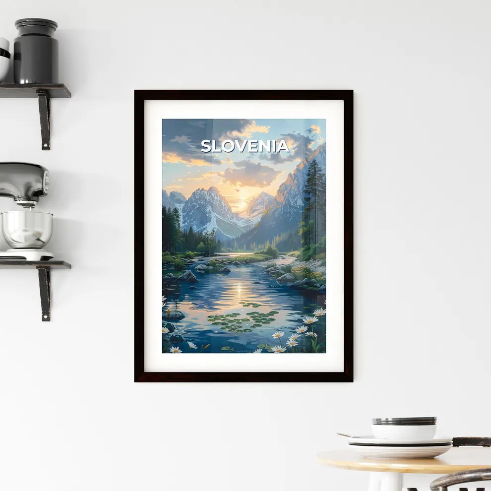 Artistic River Landscape Painting Framed Print