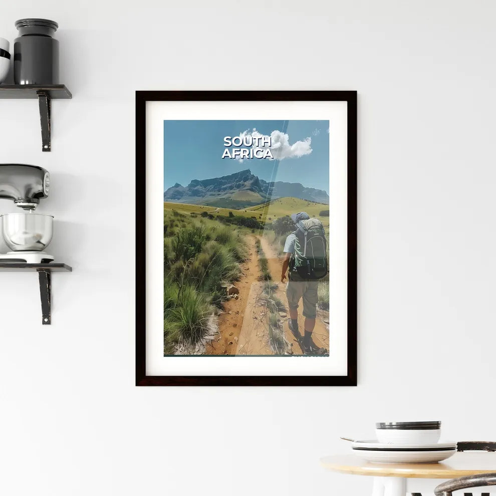 Vibrant Art Depiction of Man Walking on Afri Framed Print