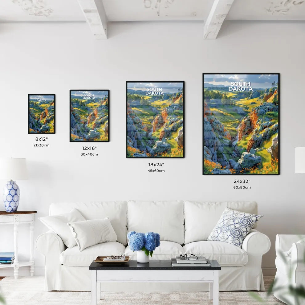 Vibrant Digital Painting of Rocky Hills - Kitchen Hangings