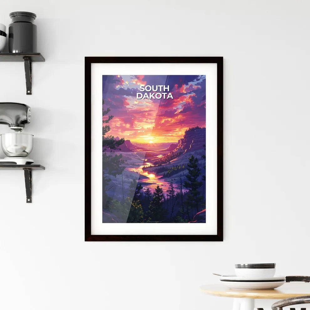 Vibrant Sunset - South Dakota - River - Arti Framed Print