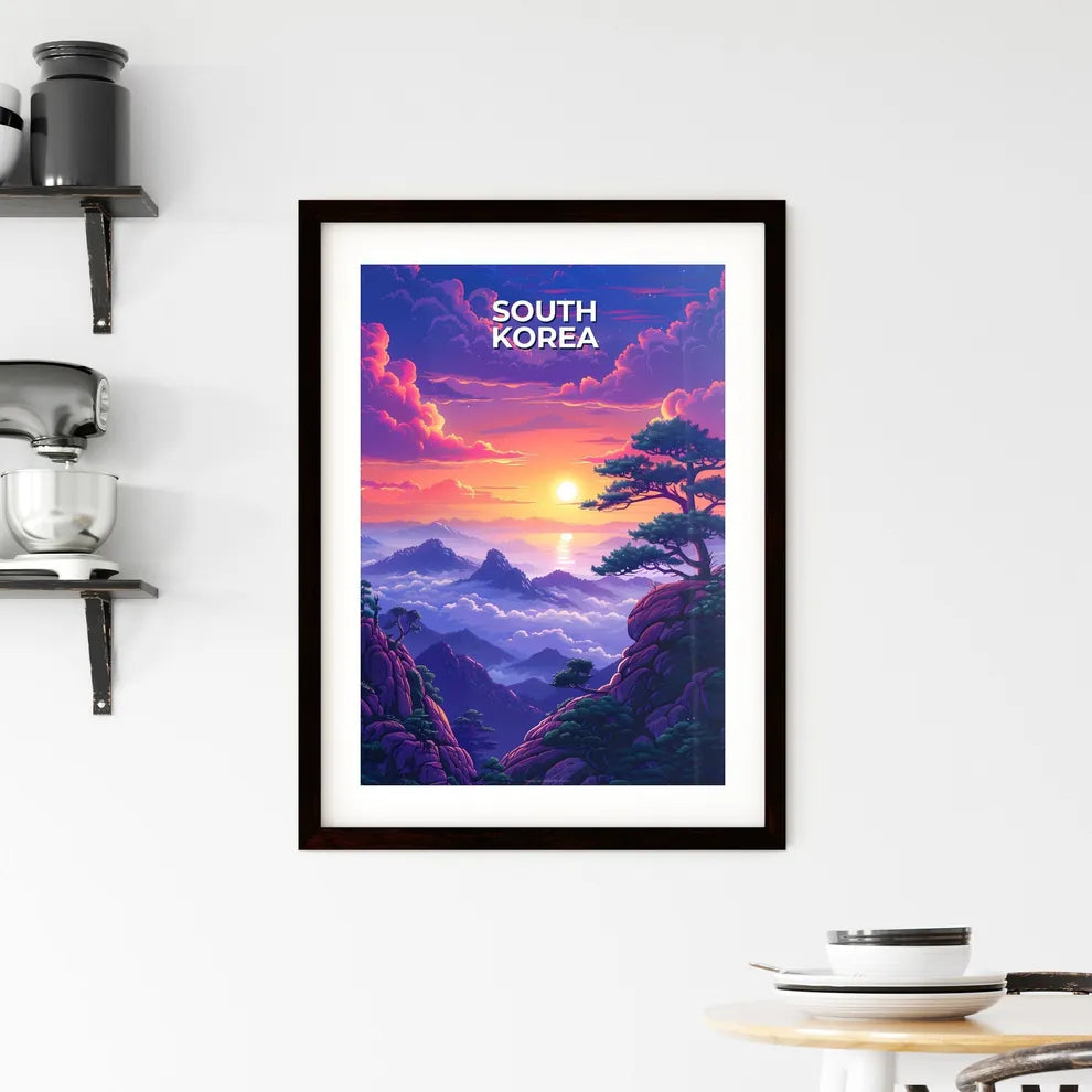 Panoramic oil painting of South Korea landsc Framed Print