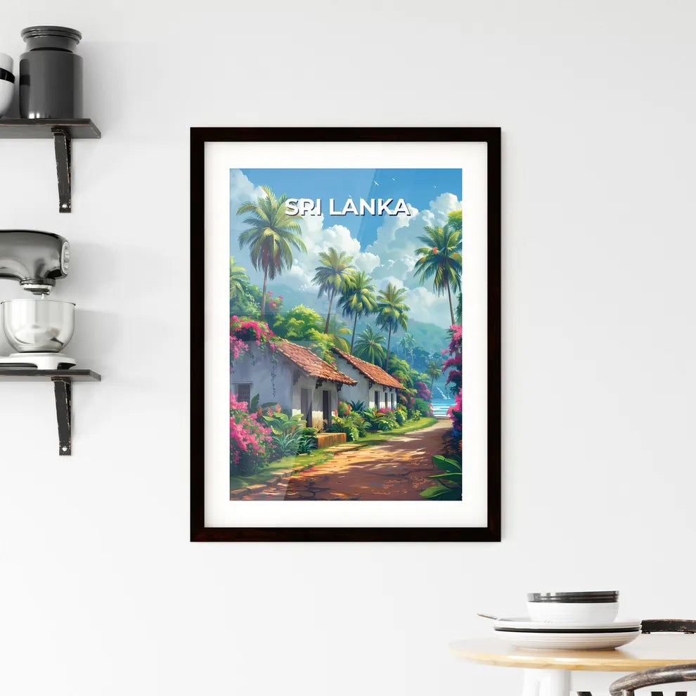 South Asia Painting, Home, Sri Lanka, Road, Palm Trees, Flowers, Vibrant, Art Custom Print