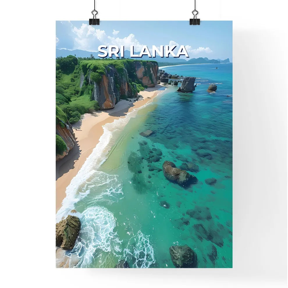 Sri Lanka Beach Painting Rocks Trees Landsca Poster