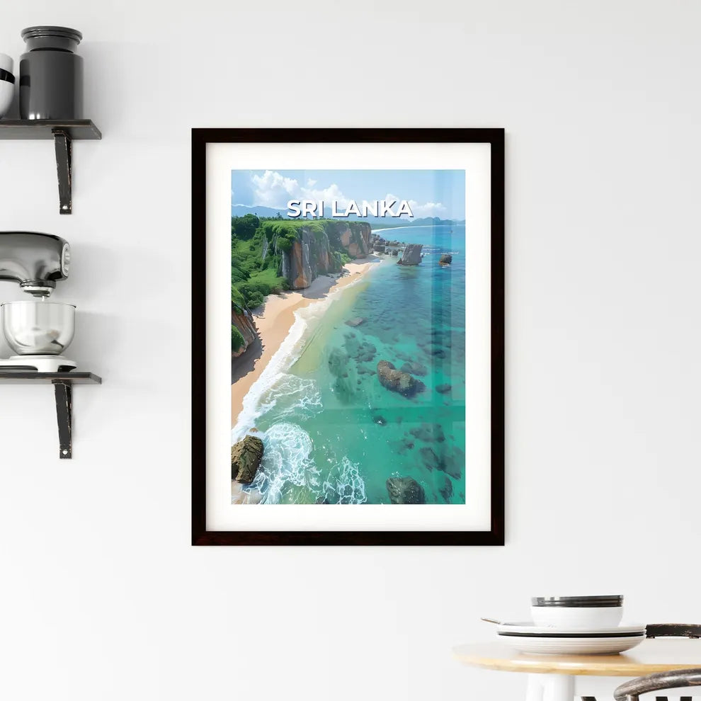 Sri Lanka Beach Painting Rocks Trees Landsca Framed Print