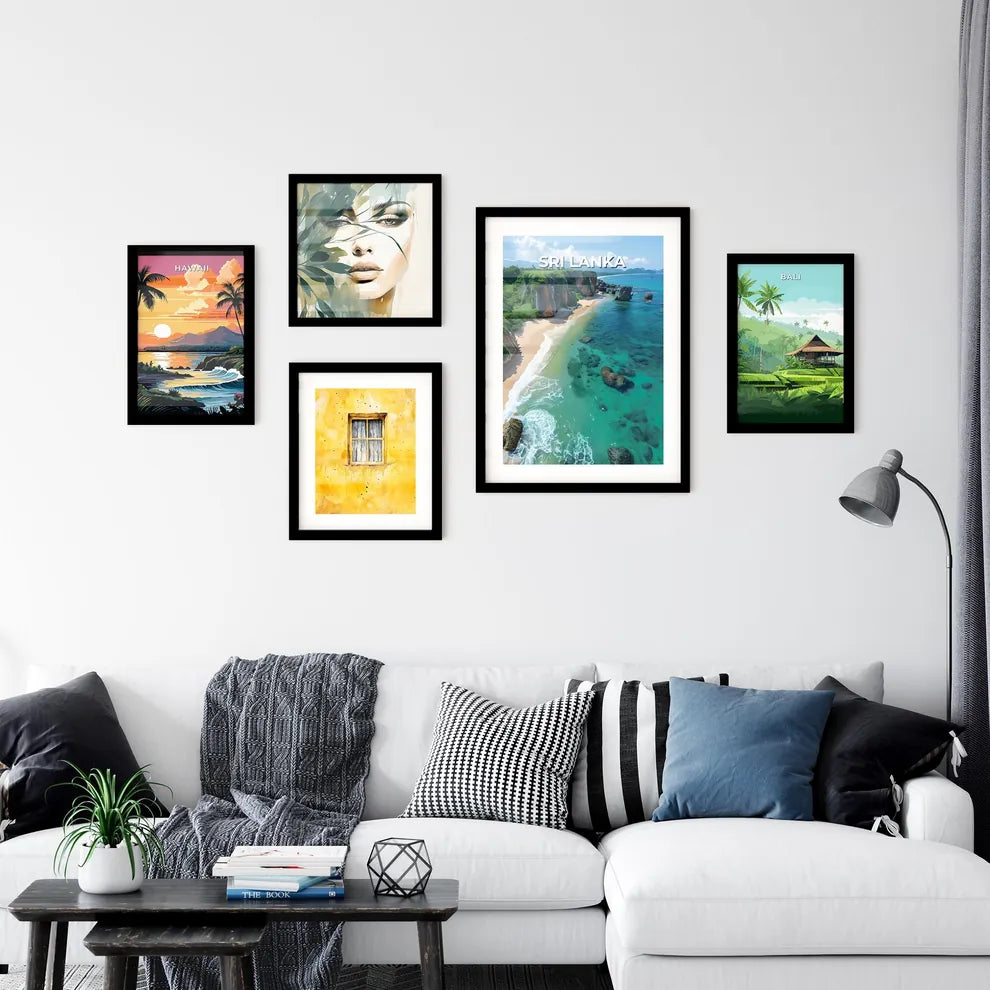 Sri Lanka Beach Painting Rocks Trees Landsca Wall Art