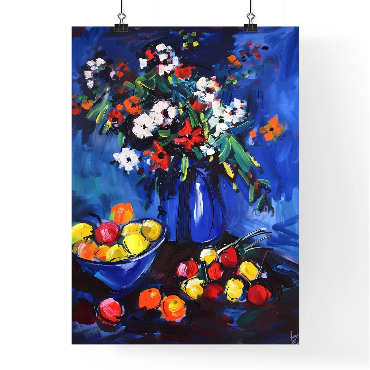 Colorful Abstract Acrylic Painting Flowers B Poster