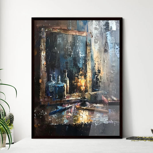 Vibrant Oil Impressionism Painting of Mirror - Framed Art Print