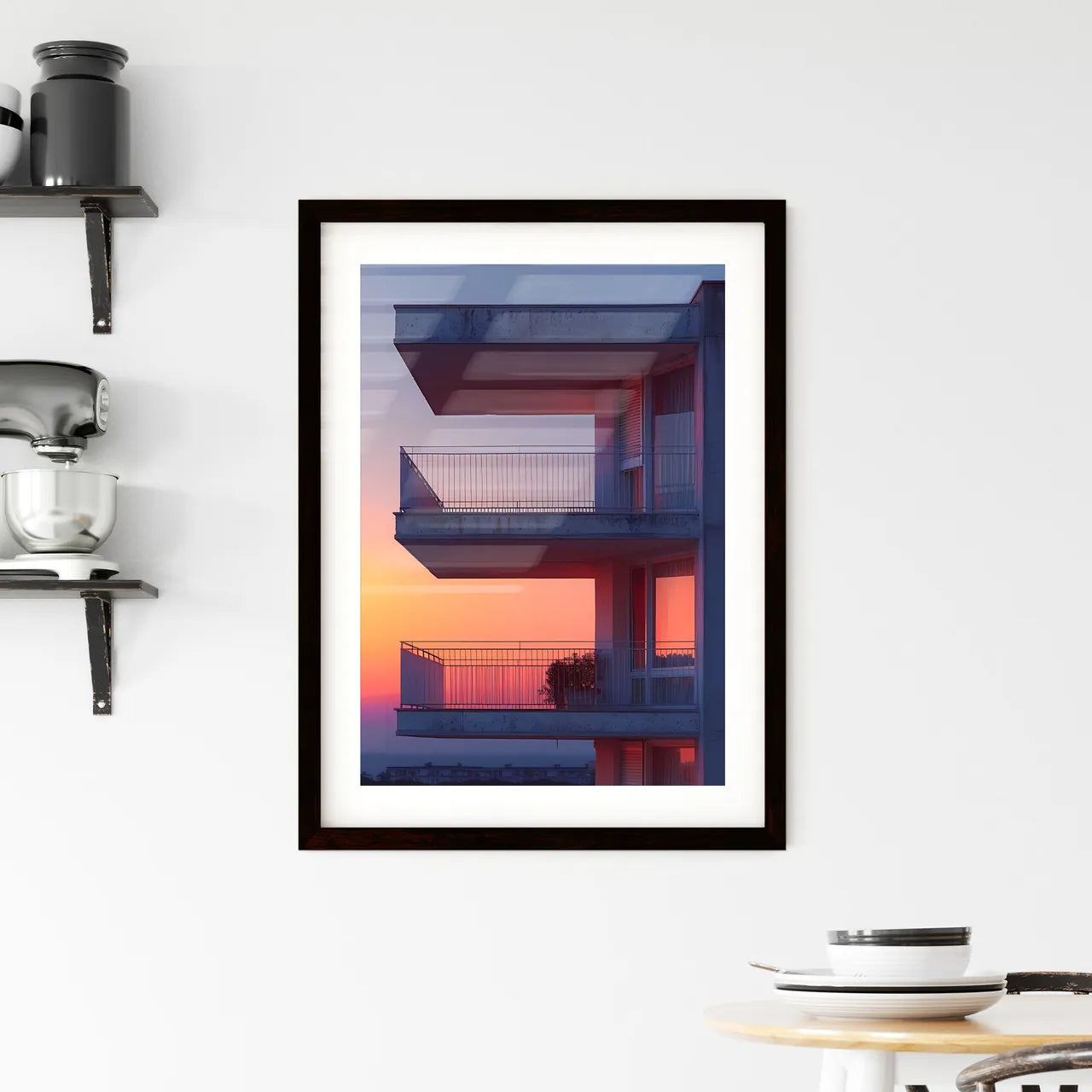 Vivid Pop Art Painting Portrays a Minimalist Building Facade with Balcony, Inspired by Pierre Pellegrini's Style Custom Print