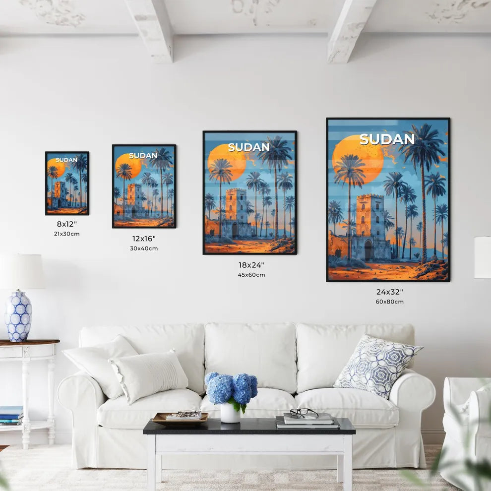 Sudan, Africa - Palm Tree and Tower Painting, Vibrant Art, African Culture, Travel, Souvenirs Size Chart