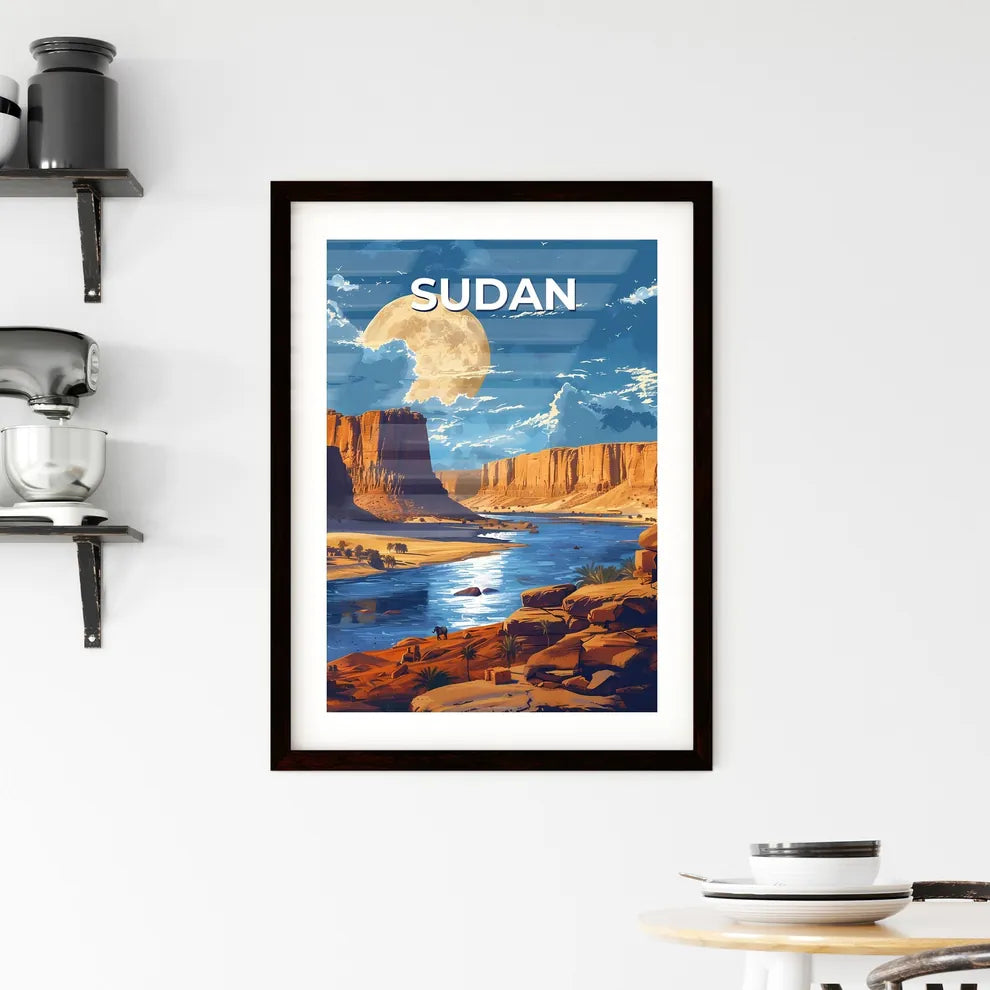 Abstract Painting Depicting Serene River Flo Framed Print