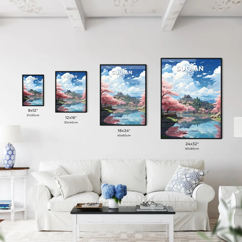 Suqian China Skyline Night Pink Trees Art Impression City Default Title