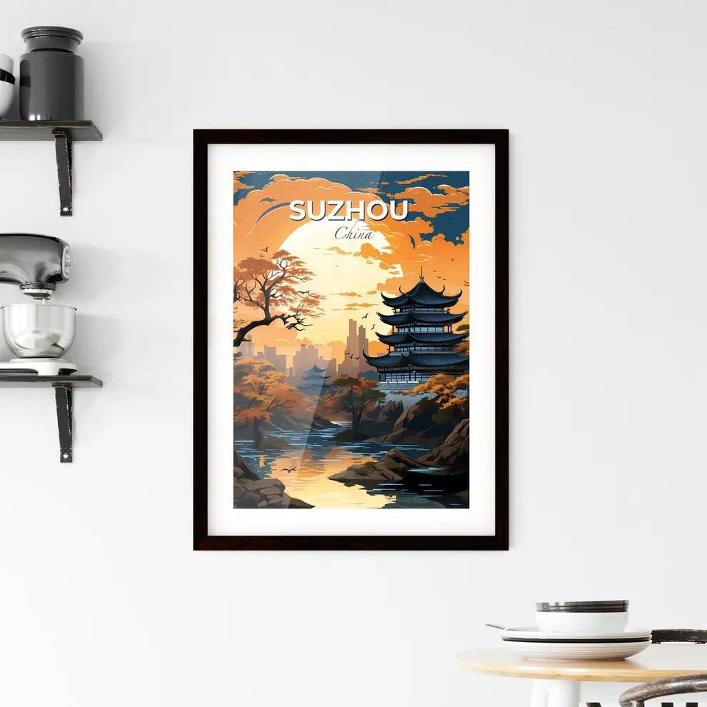 Riverfront Building Suzhou Cityscape Vibrant Artistic Painting Oriental Landmark Default Title