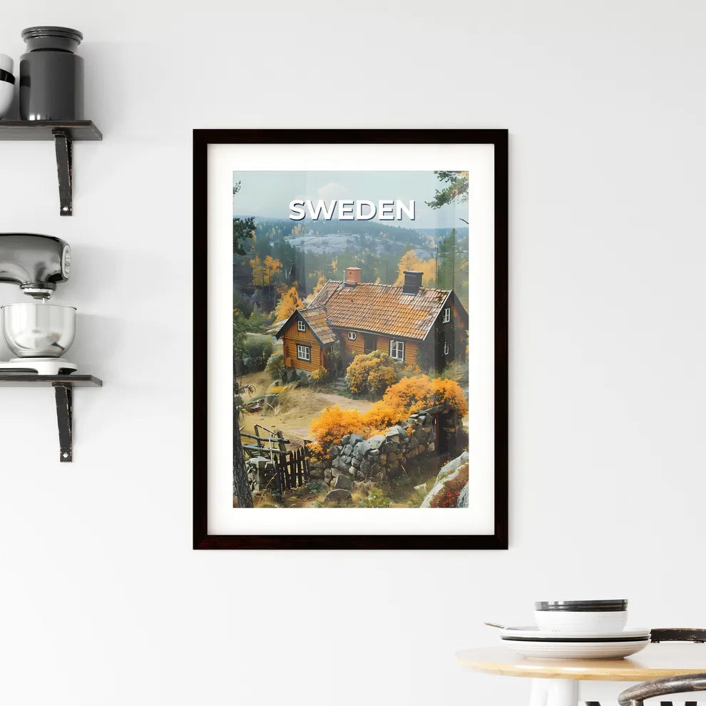 Colorful Painting: Vibrant House in the Scenic Swedish Forest Custom Print