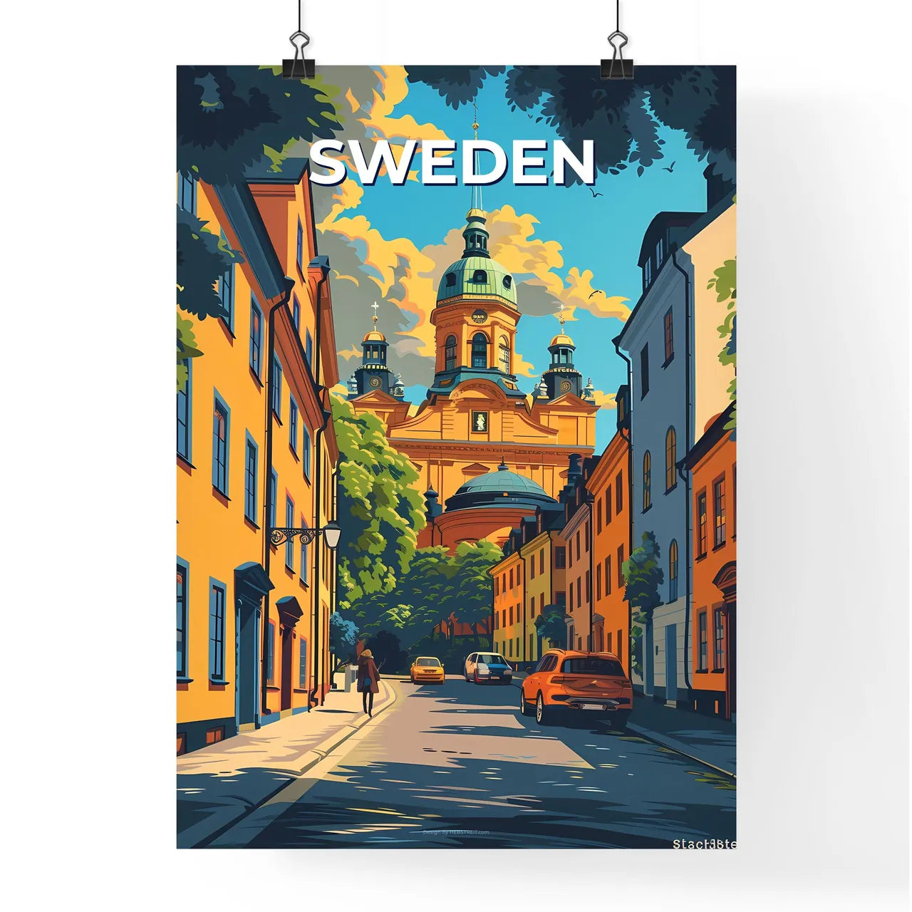 Vibrant Street Art Painting - European Urban Color Scene - Modern Cityscape Artwork Poster