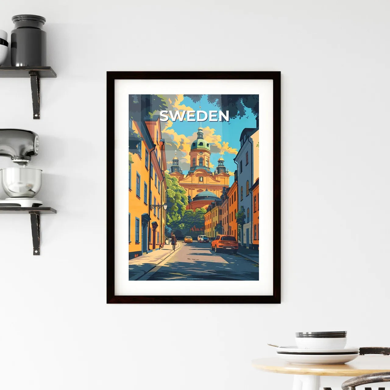 Vibrant Street Art Painting - European Urban Color Scene - Modern Cityscape Artwork Custom Print