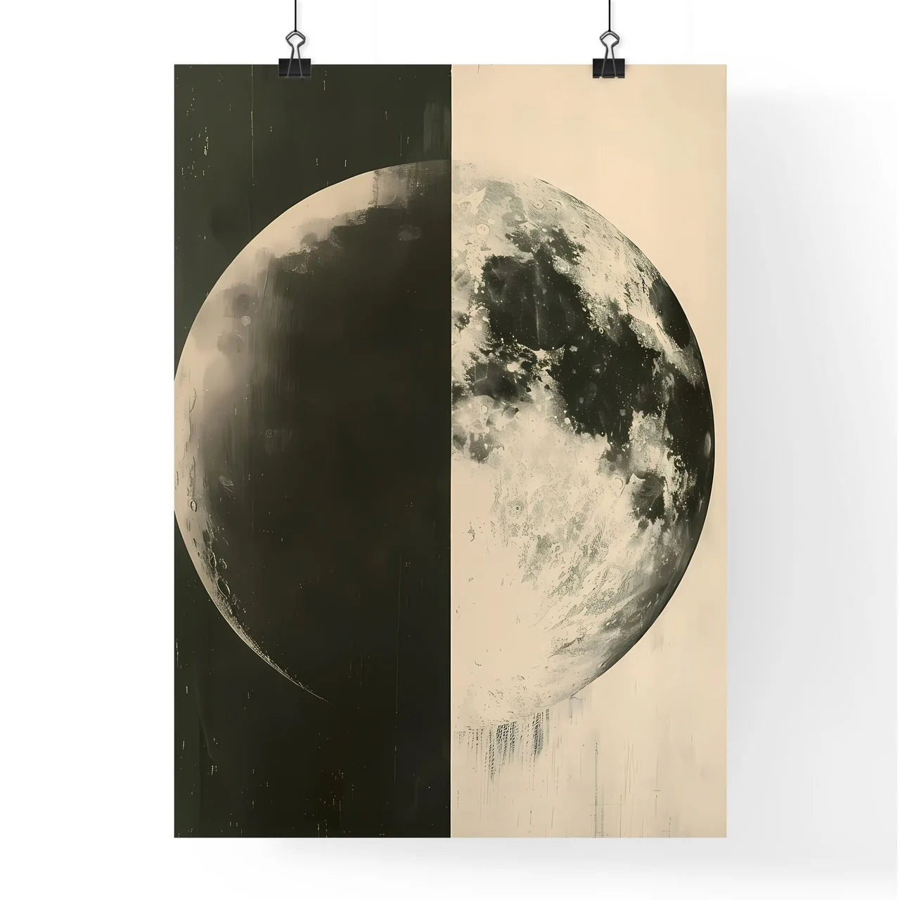 Duotone Bauhaus Half Moon Art Painting Vibra Poster