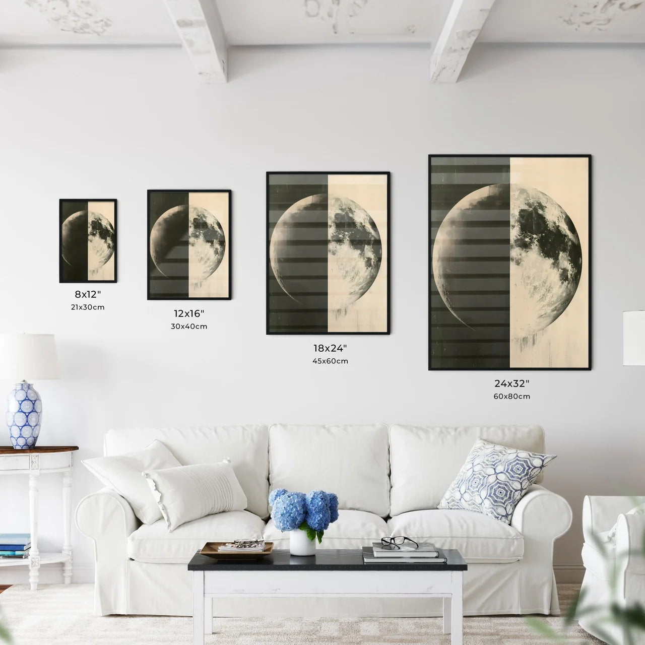Duotone Bauhaus Half Moon Art Painting Vibra - Kitchen Hangings