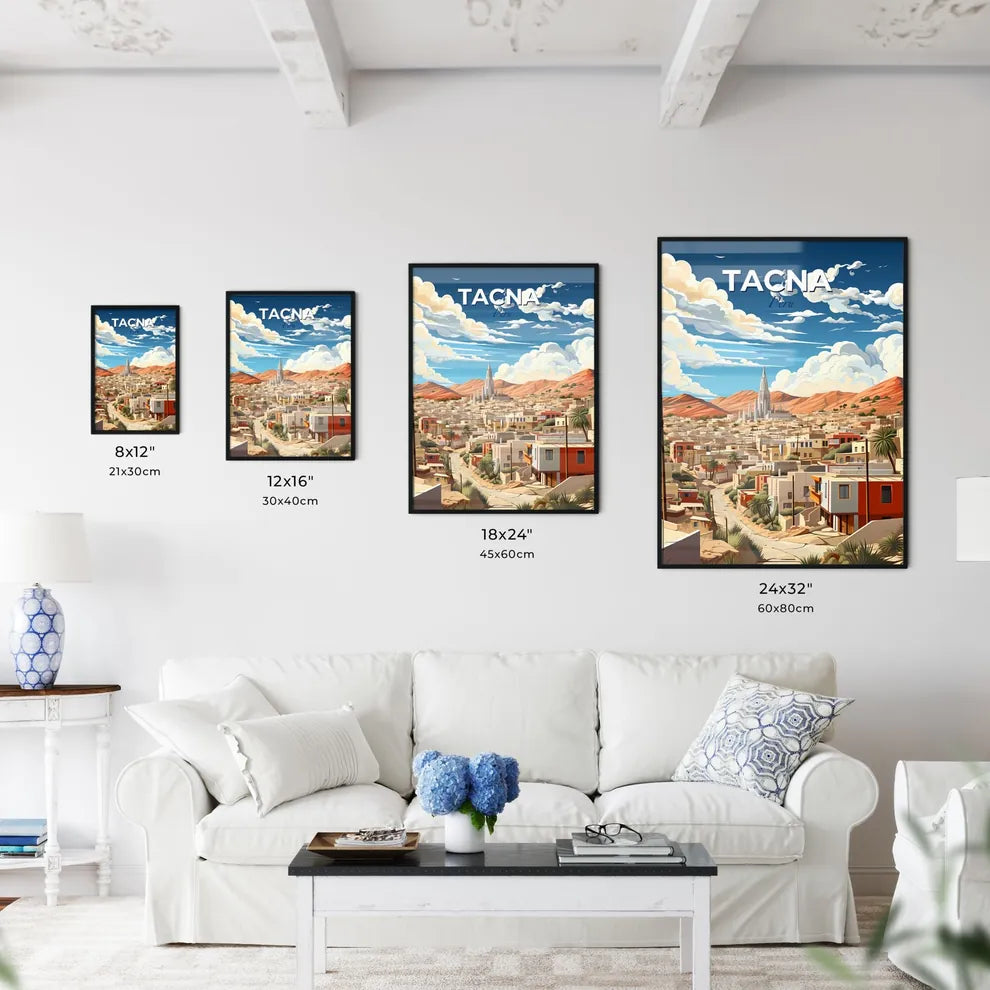Tacna Peru City Skyline with Tall Tower Painting, Vibrant Artwork Default Title
