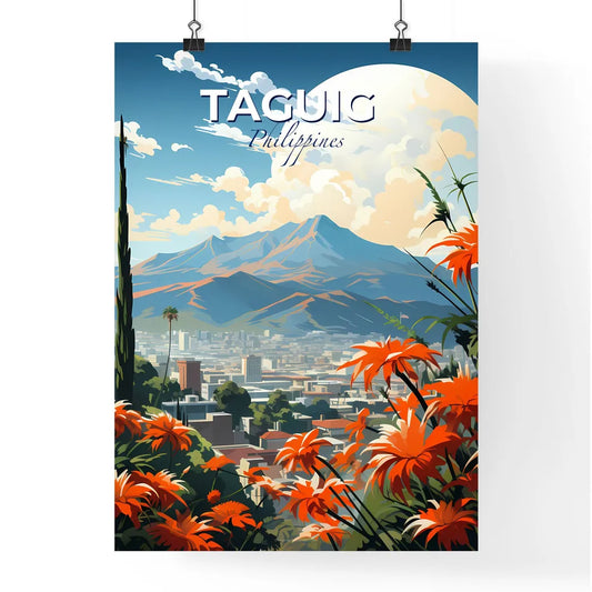 Painting of Taguig, Philippines City Skyline with Orange Flowers Default Title