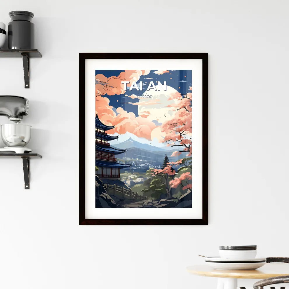 Tai an Cityscape Painting: Vibrant Artistic Skyline View, Mountain Scenery Art Print, Travel Poster Default Title