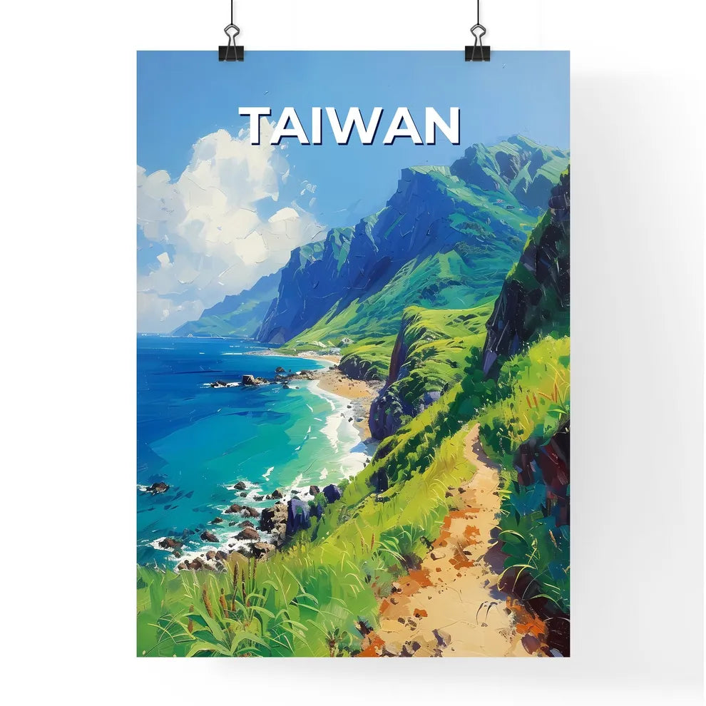 Taiwan East Asia Beach Mountains Landscape A Poster