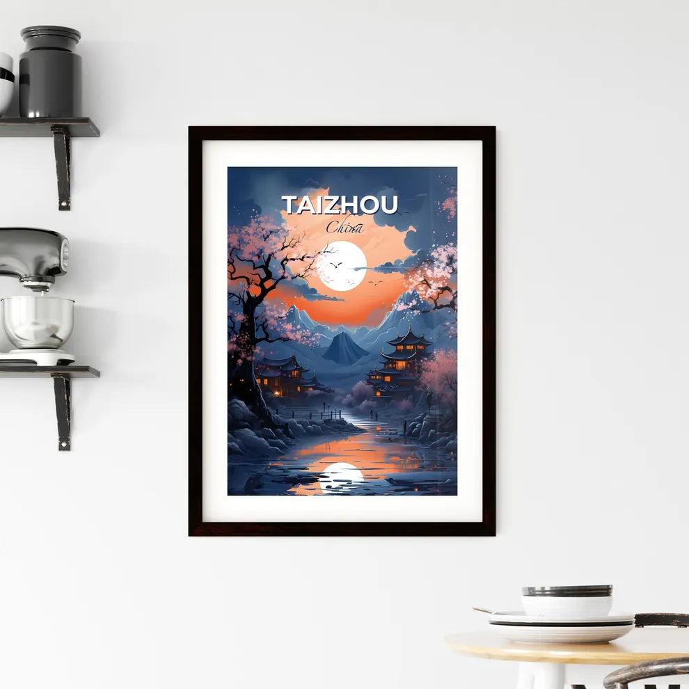 Taizhou China Skyline River Trees Buildings Vibrant Painting Landscape Art Cityscape Default Title