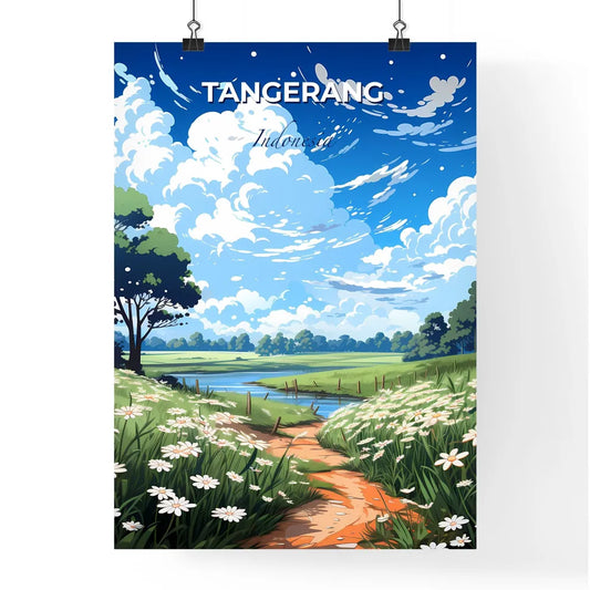 Vibrant Painting of Tangerang Indonesia Skyline with Path Trees and River Default Title