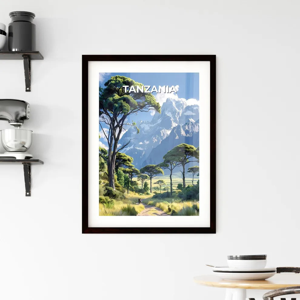 Painting of a Tanzanian Mountain Range Lands Framed Print