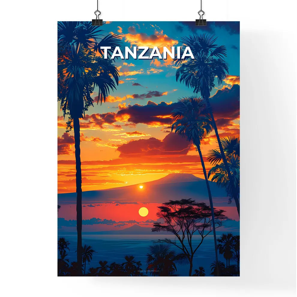 Tropical Island Sunset Art Poster